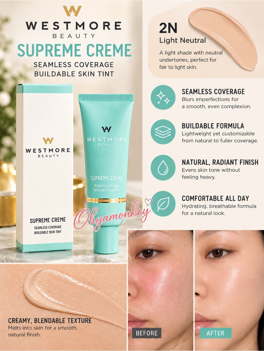Westmore Supreme Crème Seamless Coverage Tint - 2N Light Neutral